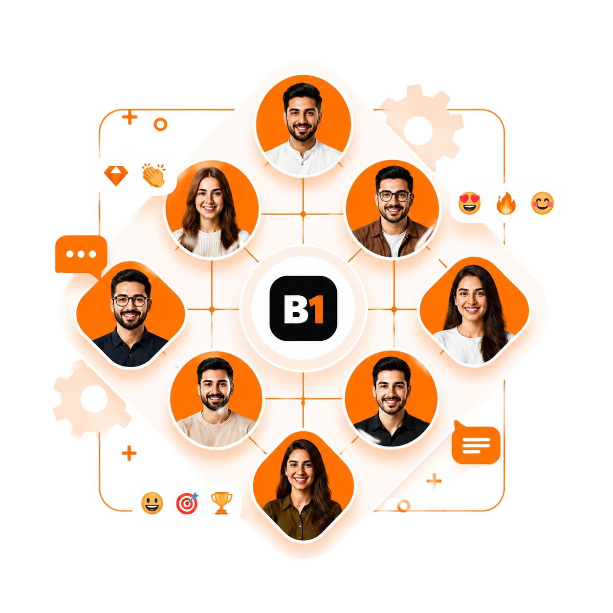 BritonOne Technology team, a cluster of senior engineers around the B1 mark