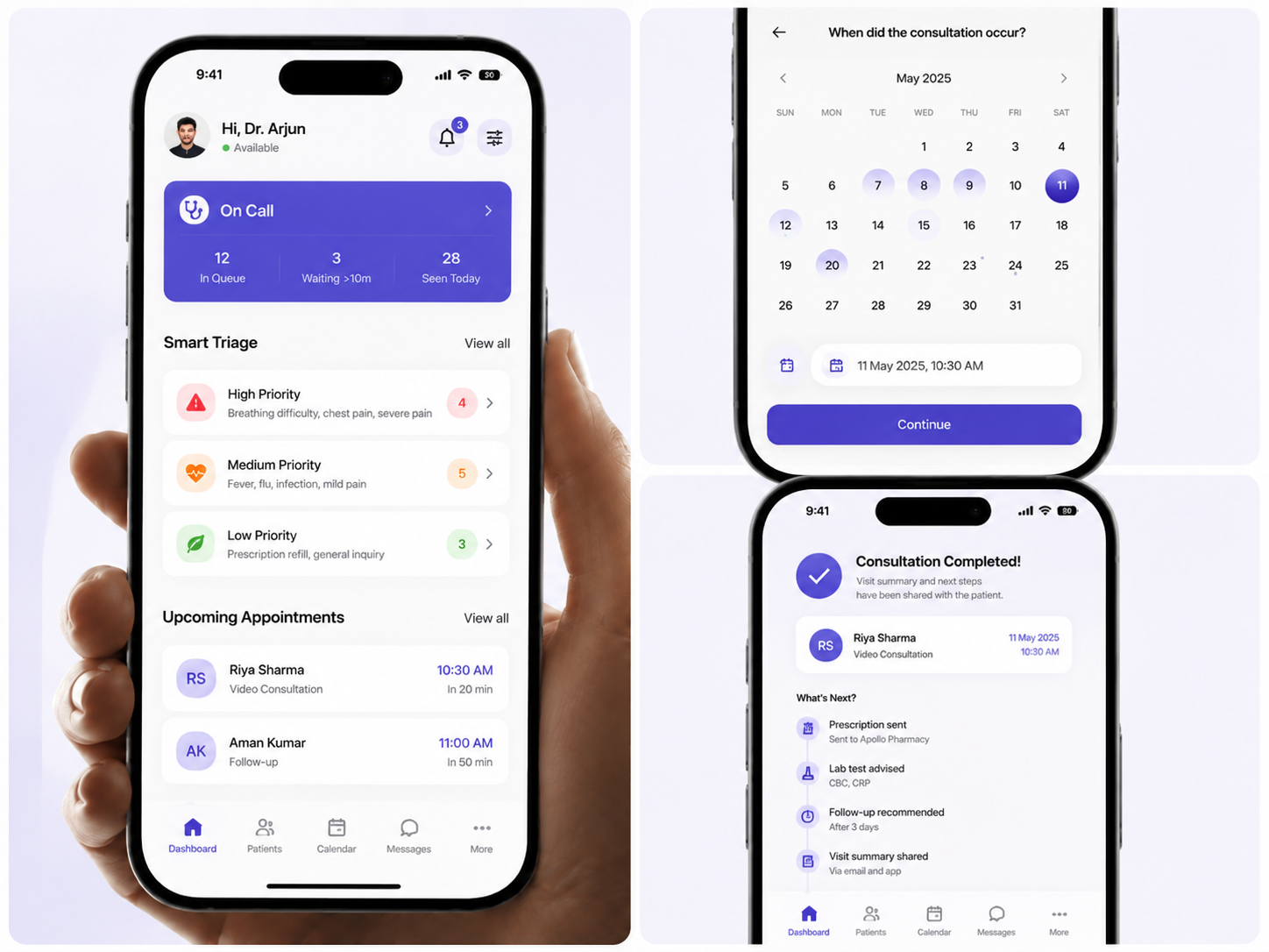 Symptom-check and triage app for a telemedicine provider