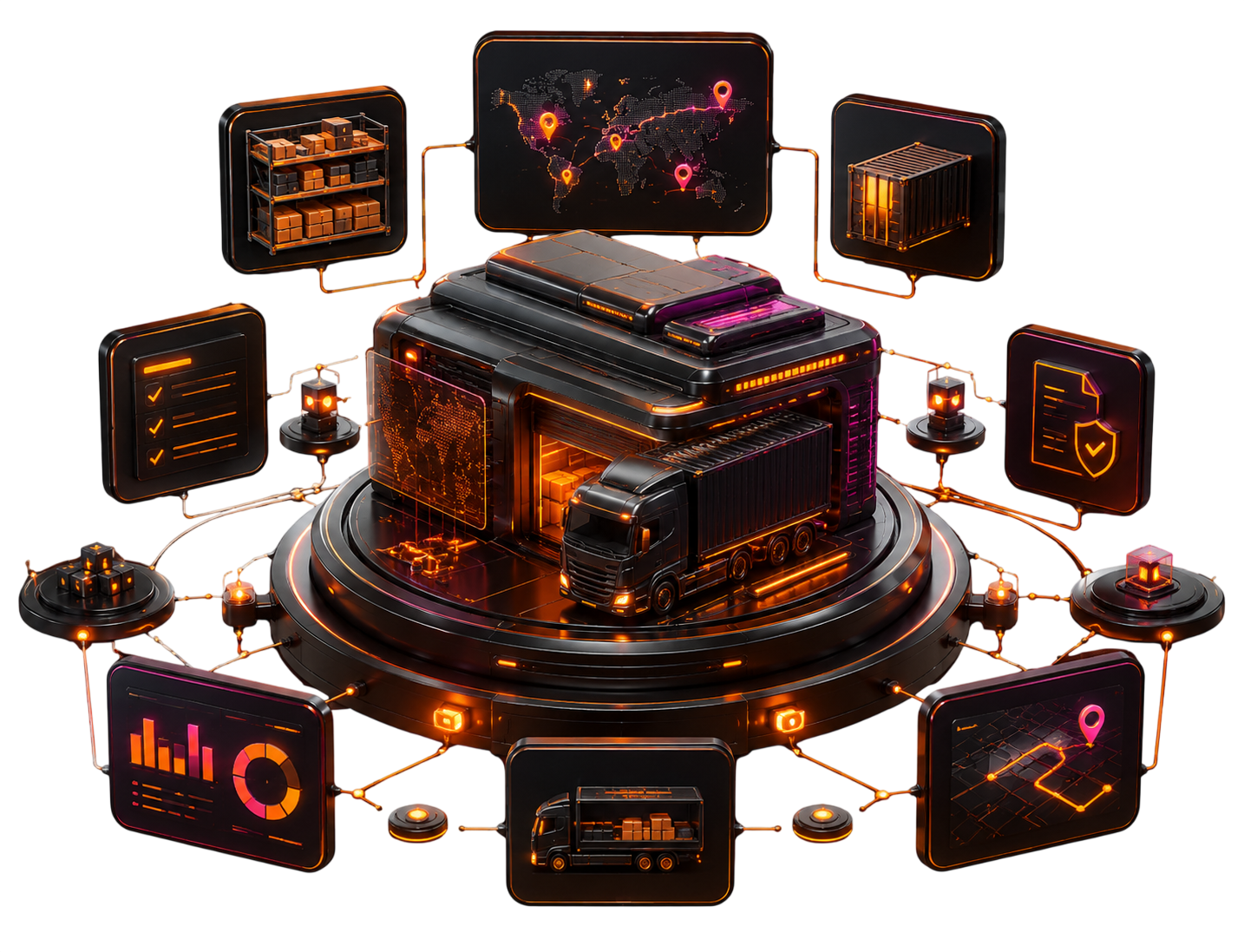 Logistics and freight visibility platform illustration