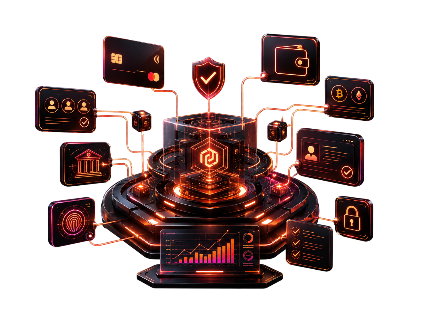 Fintech engineering: embedded finance, card programmes, open banking, crypto custody, and KYC